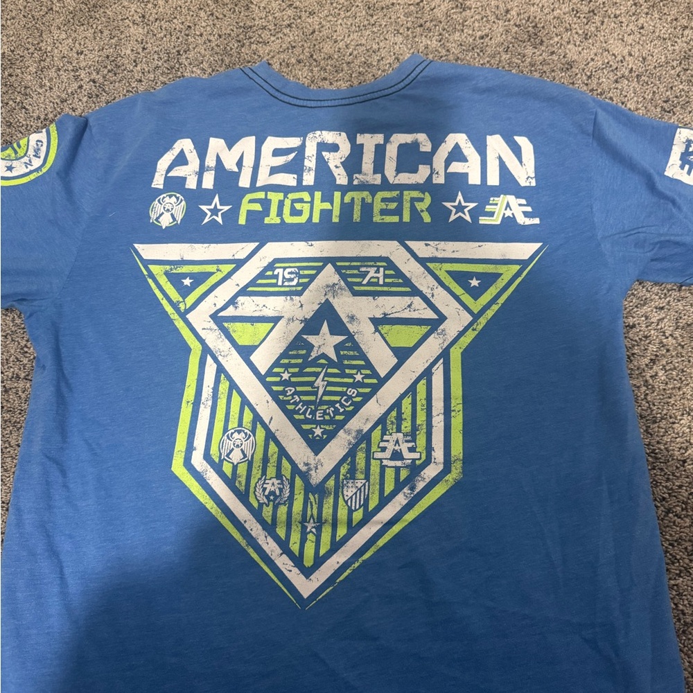 American Fighter Blue and Green Graphic Tee
